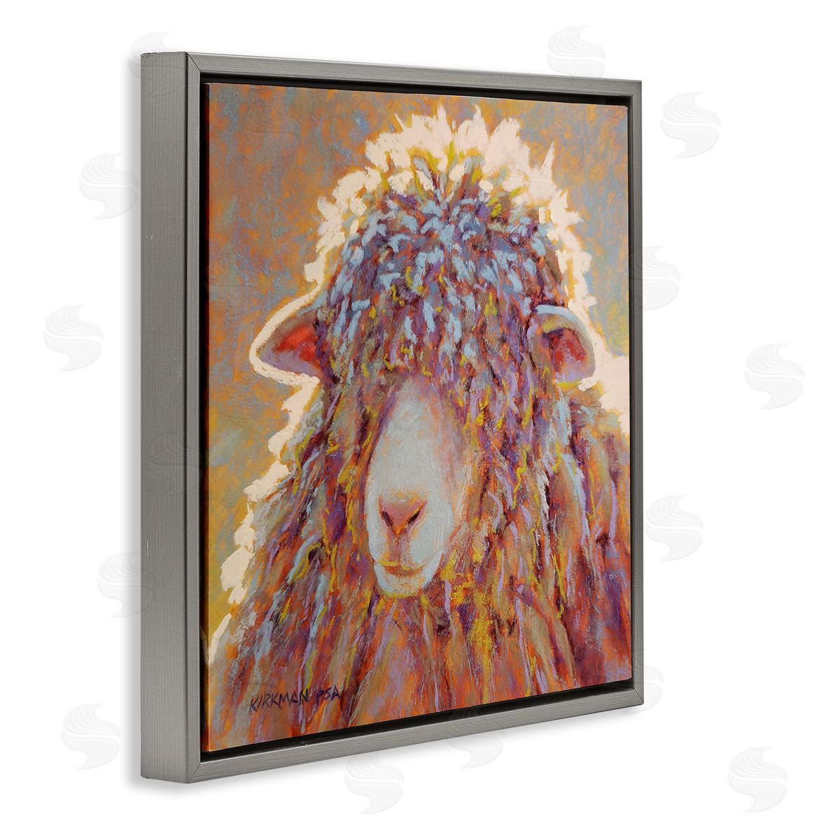 Rita Kirkman Wooly Sheep Animal Portrait Gray Floating Frame Canvas Wall Art Print