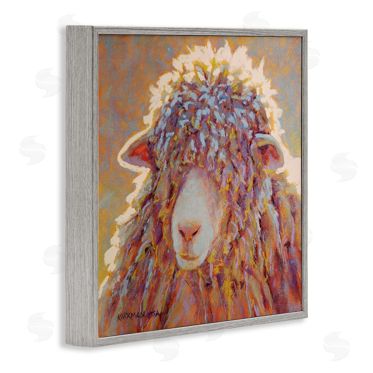 Rita Kirkman Wooly Sheep Animal Portrait Gray Framed Glicee Wall Art Print