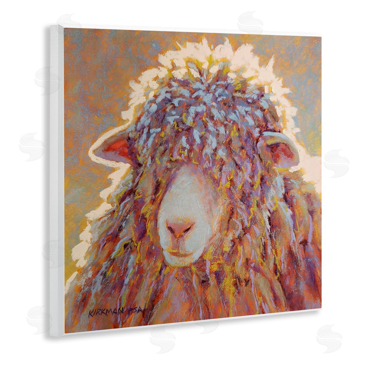 Rita Kirkman Wooly Sheep Animal Portrait Wooden Wall Plaque Art Print