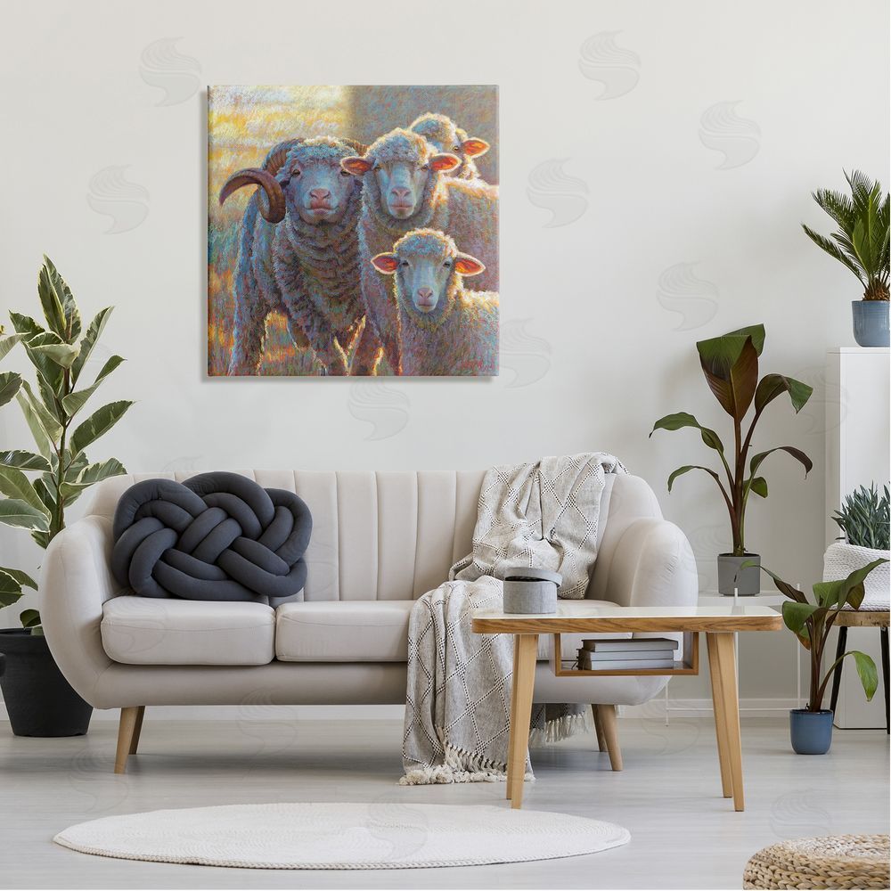 Rita Kirkman Sunlit Sheep Family Farm Animals Canvas Wall Art in Room
