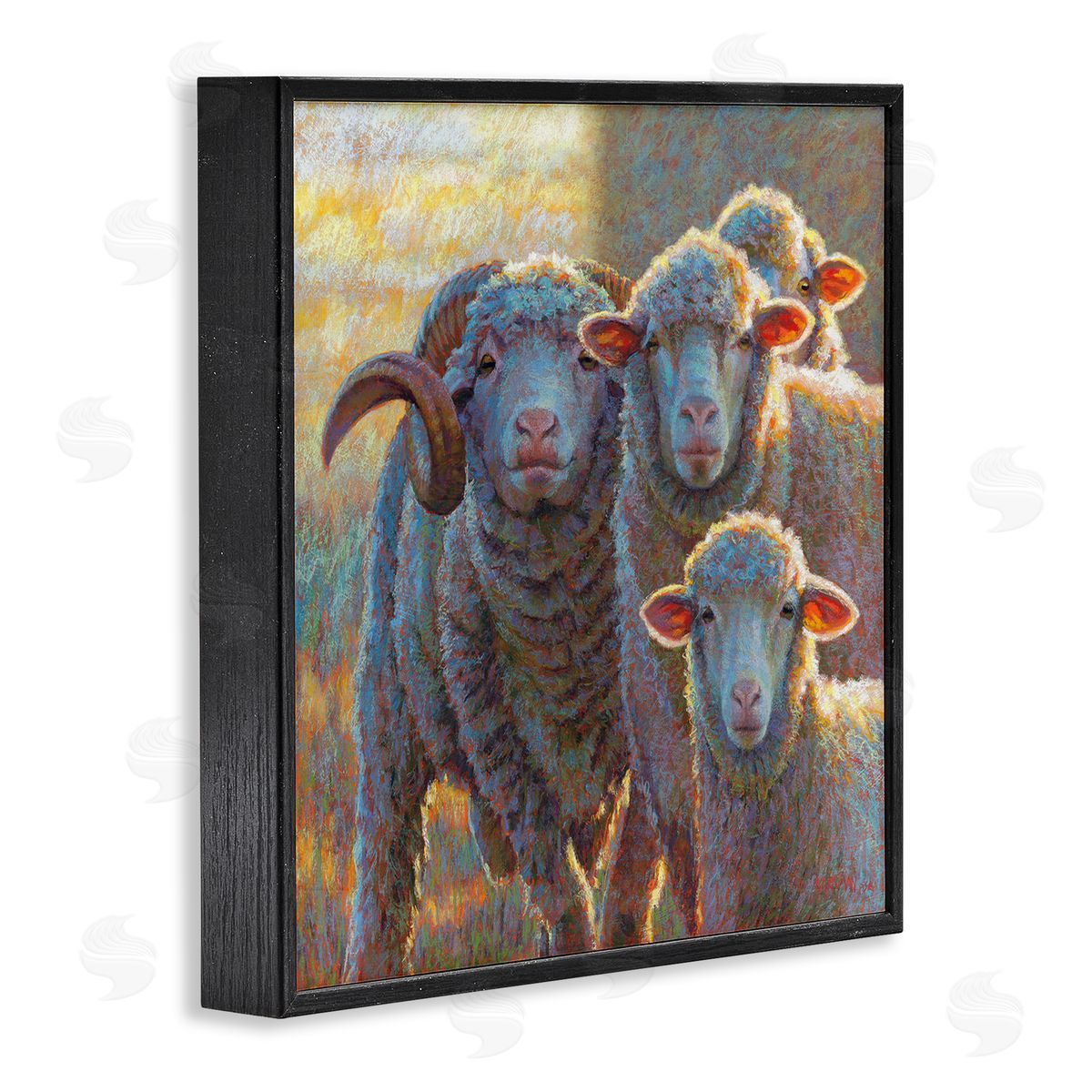 Rita Kirkman Sunlit Sheep Family Farm Animals Black Framed Glicee Wall Art Print