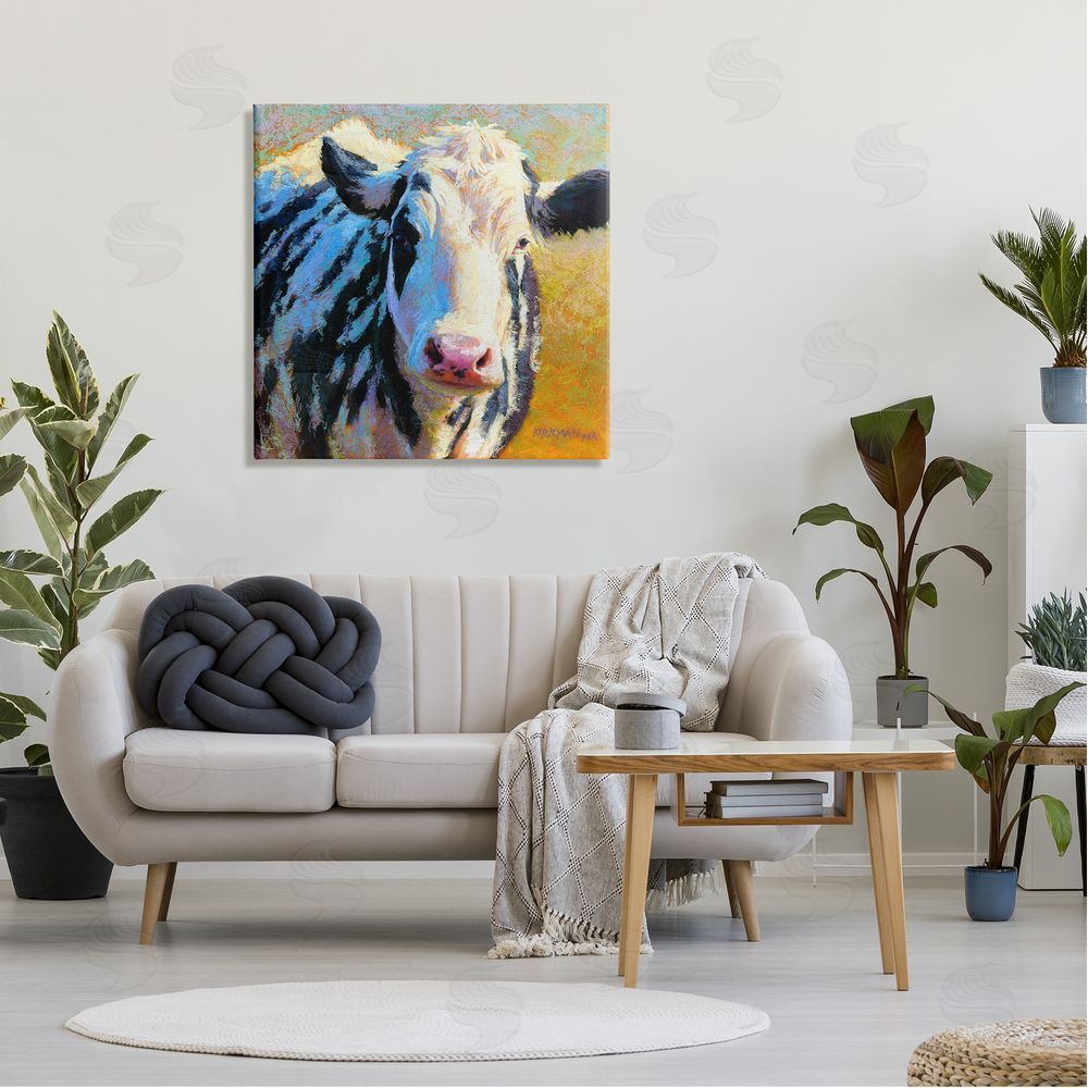Rita Kirkman Spotted Cow Animal Portrait Canvas Wall Art in Room