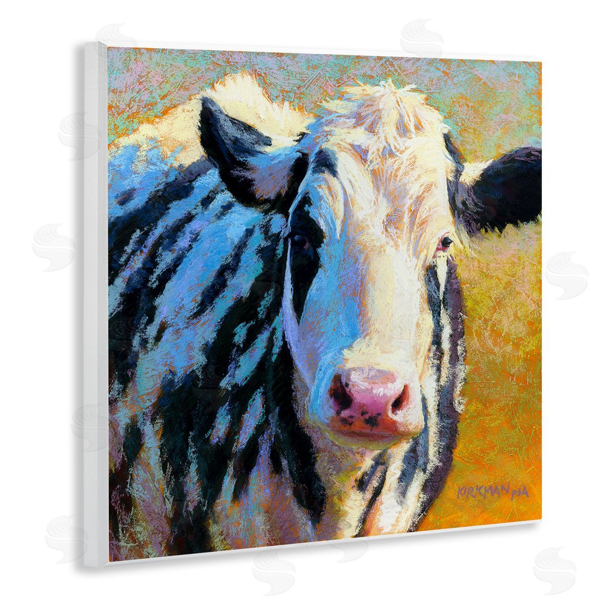 Rita Kirkman Spotted Cow Animal Portrait Wooden Wall Plaque Art Print