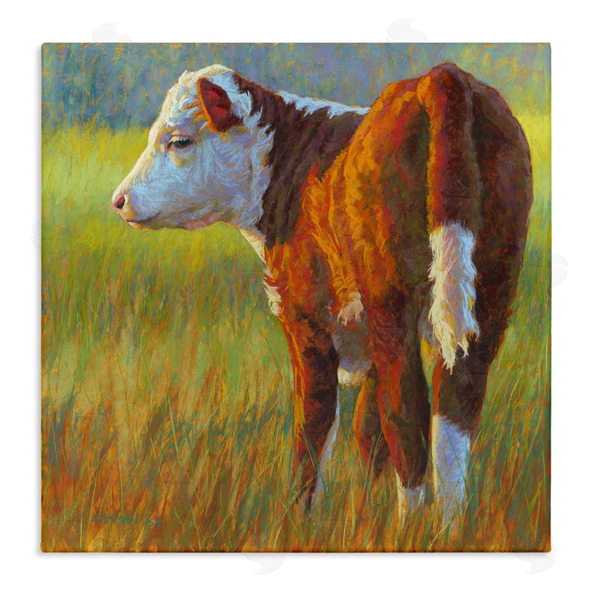 Rita Kirkman Cow Grazing Grassy Farm Stretched Canvas Wall Art Print