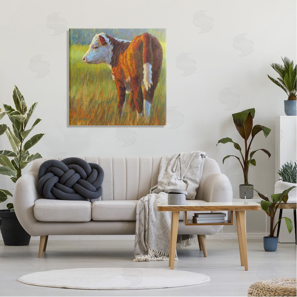 Rita Kirkman Cow Grazing Grassy Farm Canvas Wall Art in Room