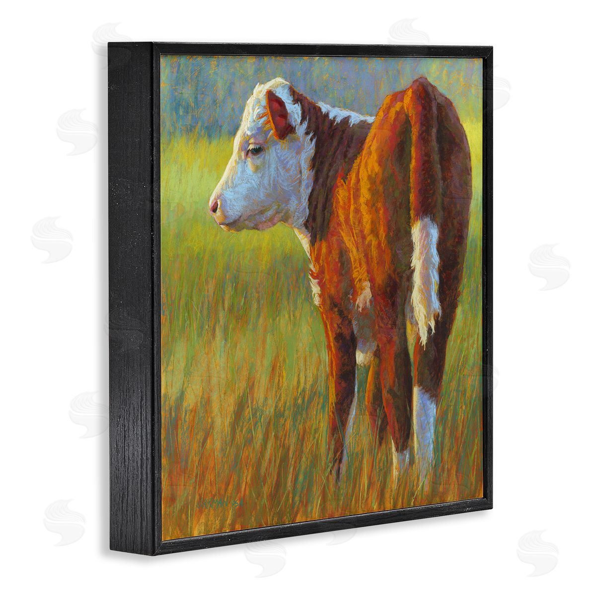 Rita Kirkman Cow Grazing Grassy Farm Black Framed Glicee Wall Art Print