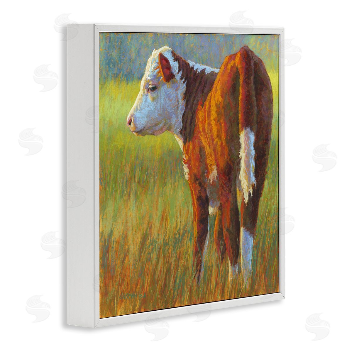 Rita Kirkman Cow Grazing Grassy Farm White Framed Glicee Wall Art Print