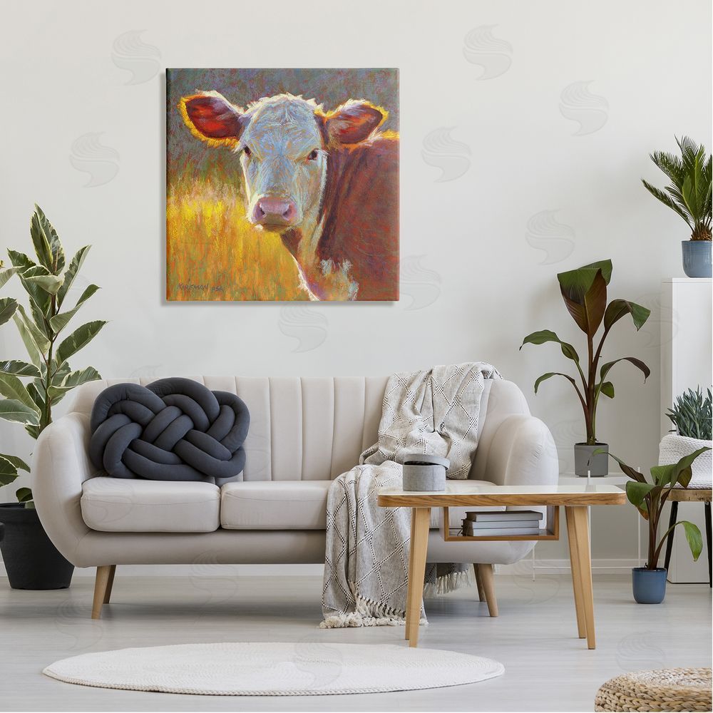 Rita Kirkman Sunlit Farm Animal Cattle Canvas Wall Art in Room
