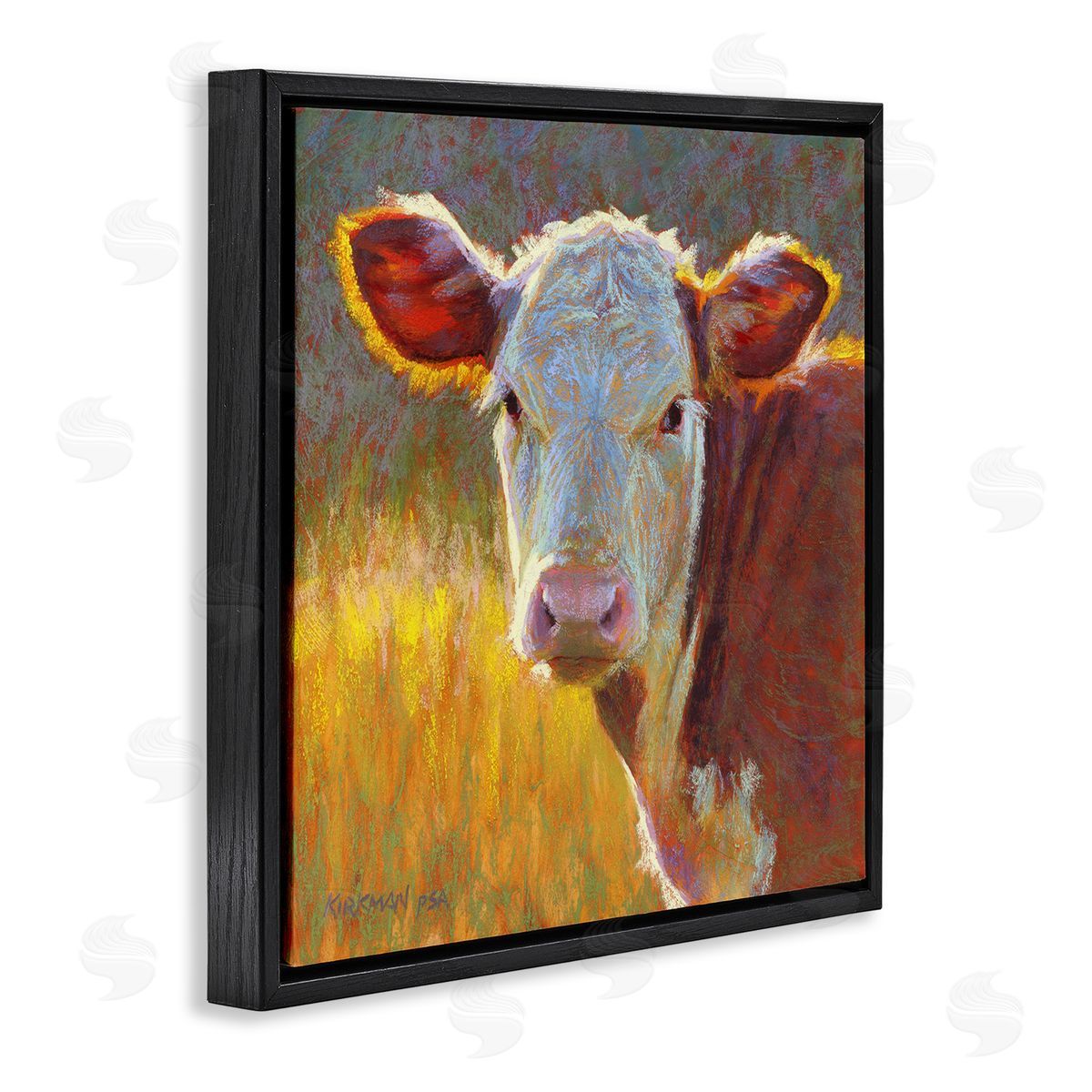 Rita Kirkman Sunlit Farm Animal Cattle Black Floating Frame Canvas Wall Art Print