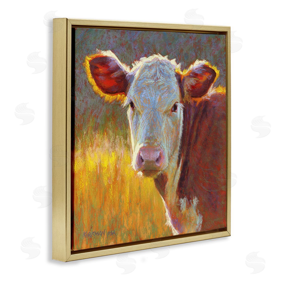 Rita Kirkman Sunlit Farm Animal Cattle Gold Floating Frame Canvas Wall Art Print