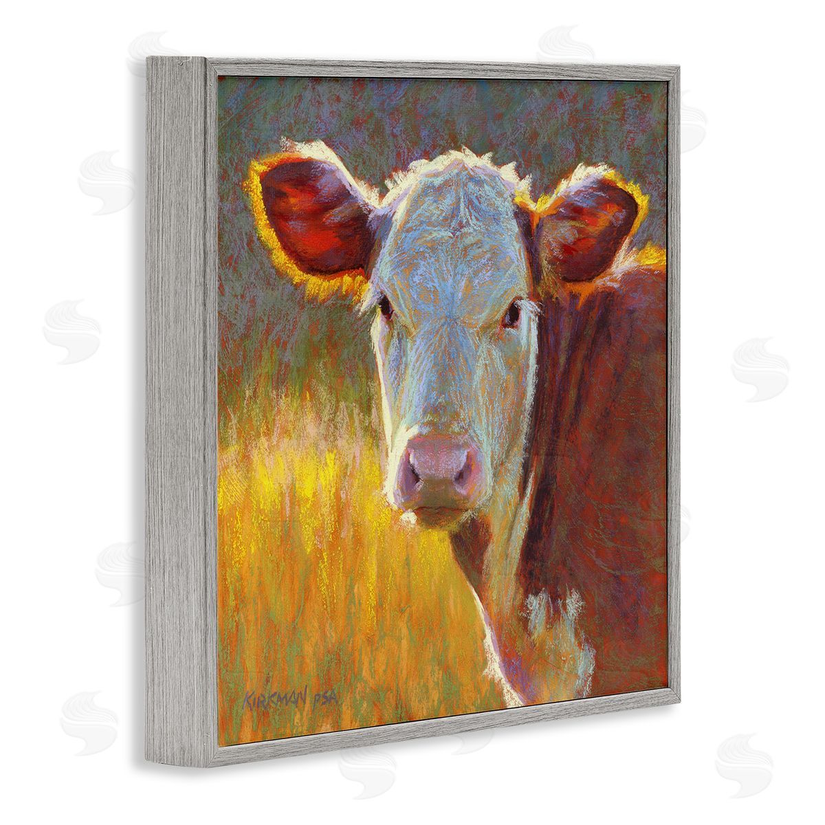 Rita Kirkman Sunlit Farm Animal Cattle Gray Framed Glicee Wall Art Print