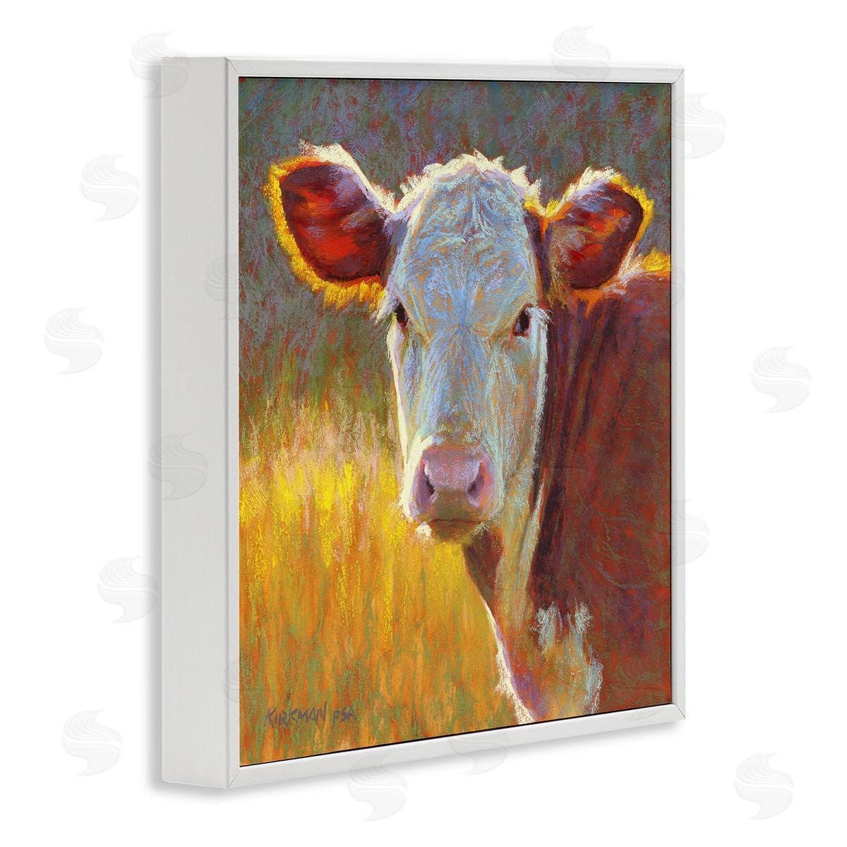 Rita Kirkman Sunlit Farm Animal Cattle White Framed Glicee Wall Art Print