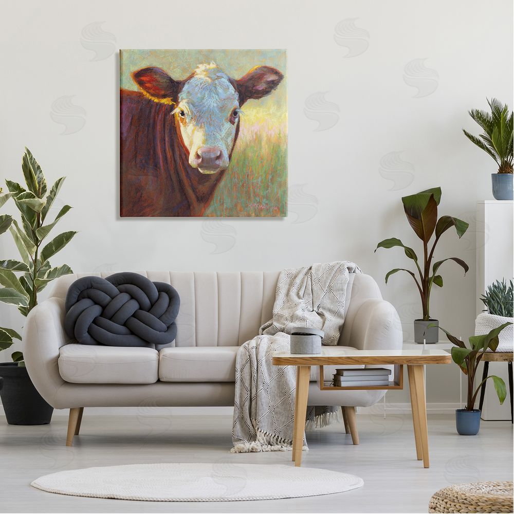 Rita Kirkman Brown Rural Wildlife Cattle Canvas Wall Art in Room
