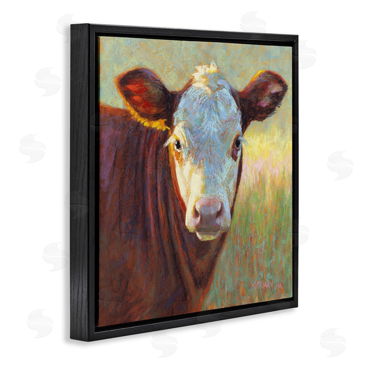 Rita Kirkman Brown Rural Wildlife Cattle Black Floating Frame Canvas Wall Art Print