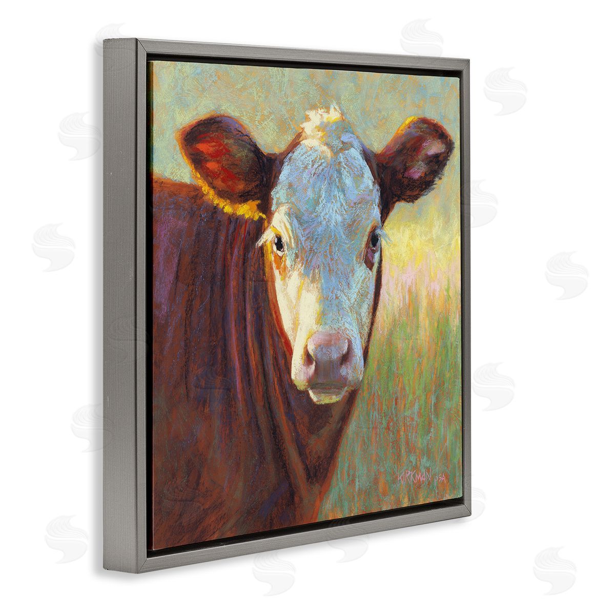 Rita Kirkman Brown Rural Wildlife Cattle Gray Floating Frame Canvas Wall Art Print