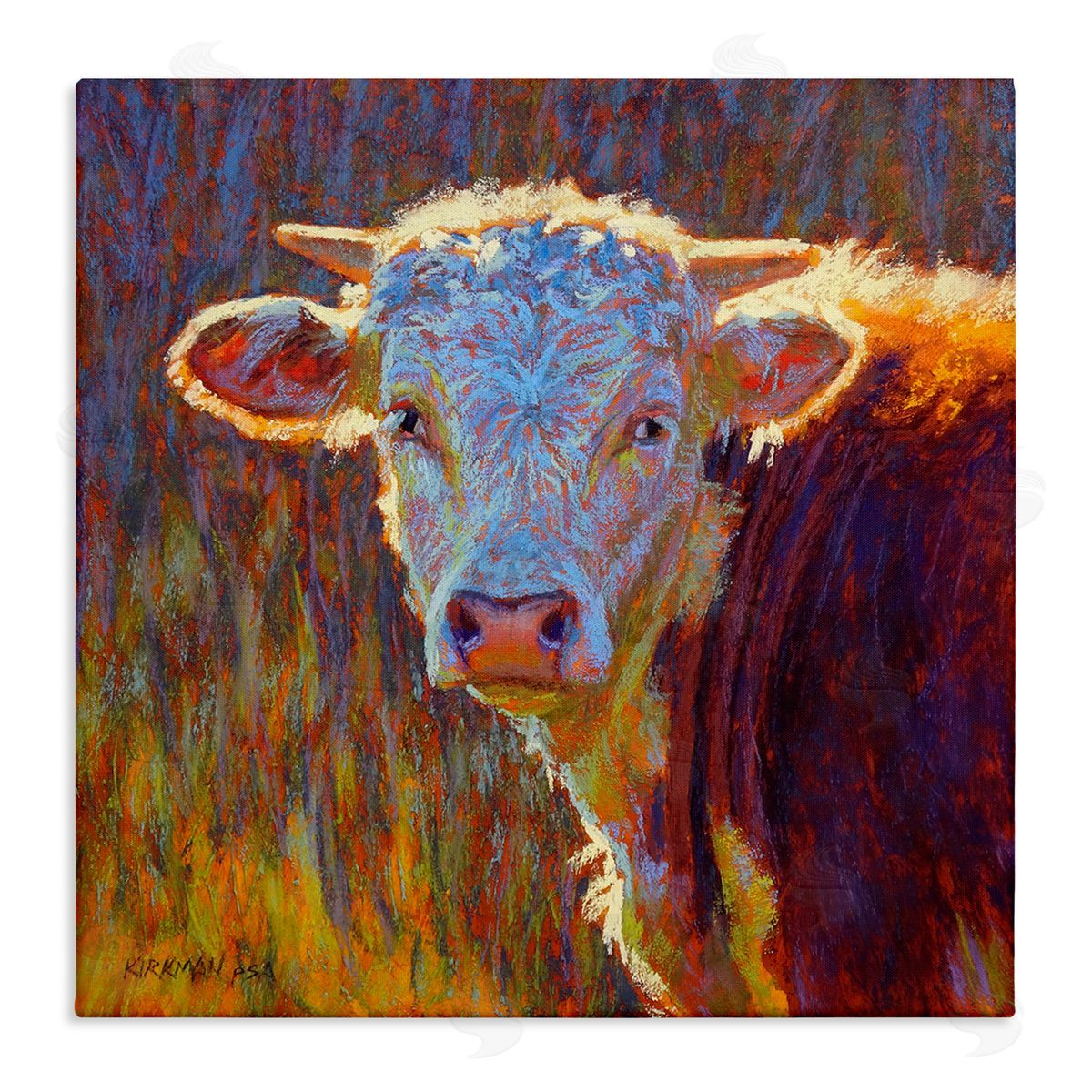 Rita Kirkman Modern Cow Portrait Impressionist Stretched Canvas Wall Art Print