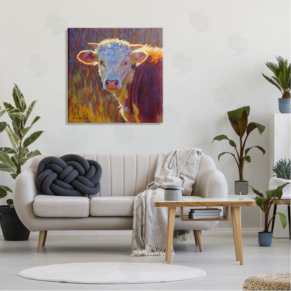 Rita Kirkman Modern Cow Portrait Impressionist Canvas Wall Art in Room