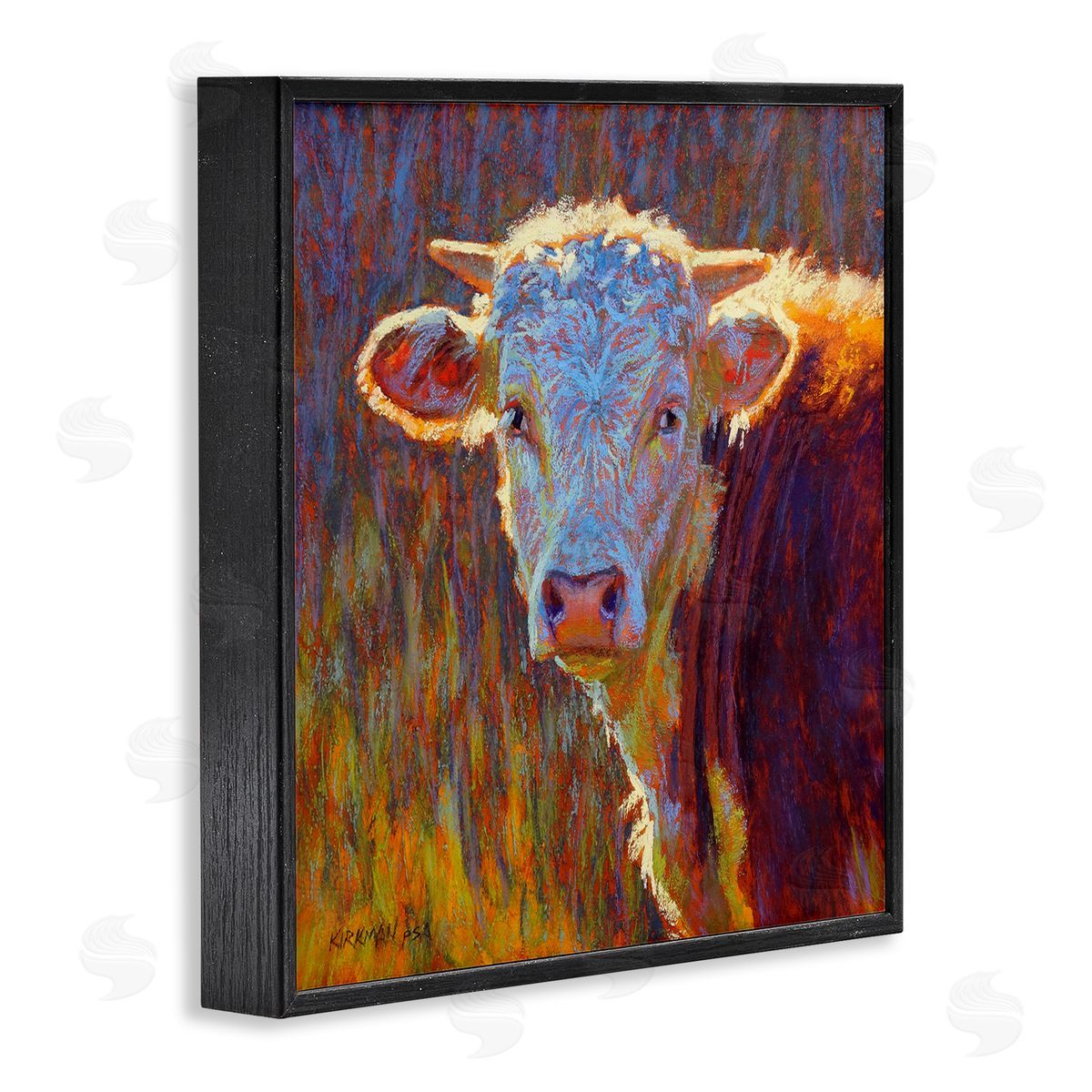 Rita Kirkman Modern Cow Portrait Impressionist Black Framed Glicee Wall Art Print