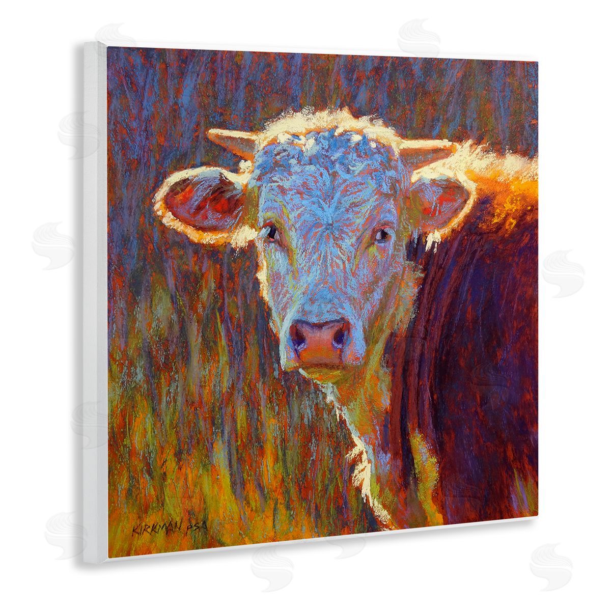 Rita Kirkman Modern Cow Portrait Impressionist Wooden Wall Plaque Art Print