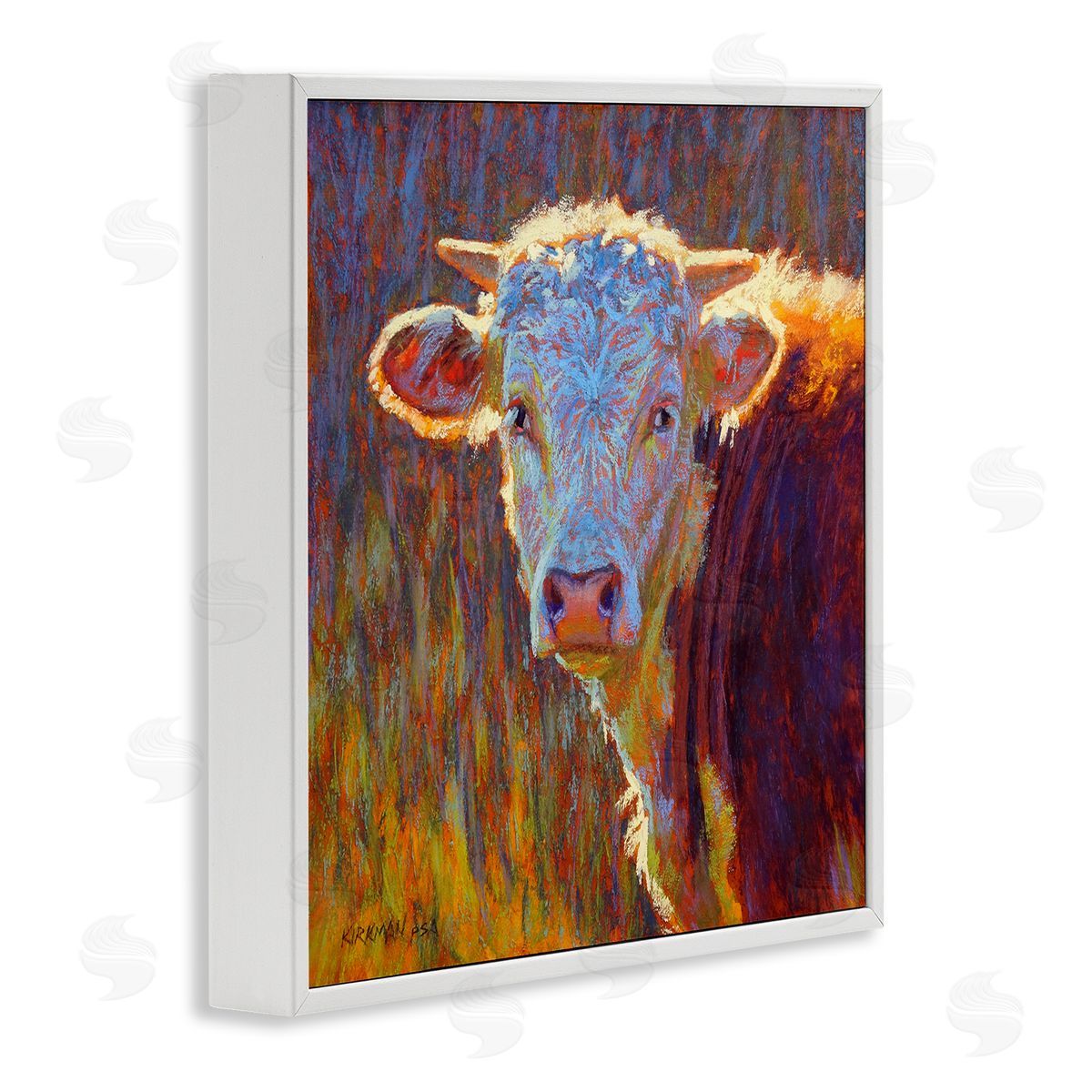 Rita Kirkman Modern Cow Portrait Impressionist White Framed Glicee Wall Art Print