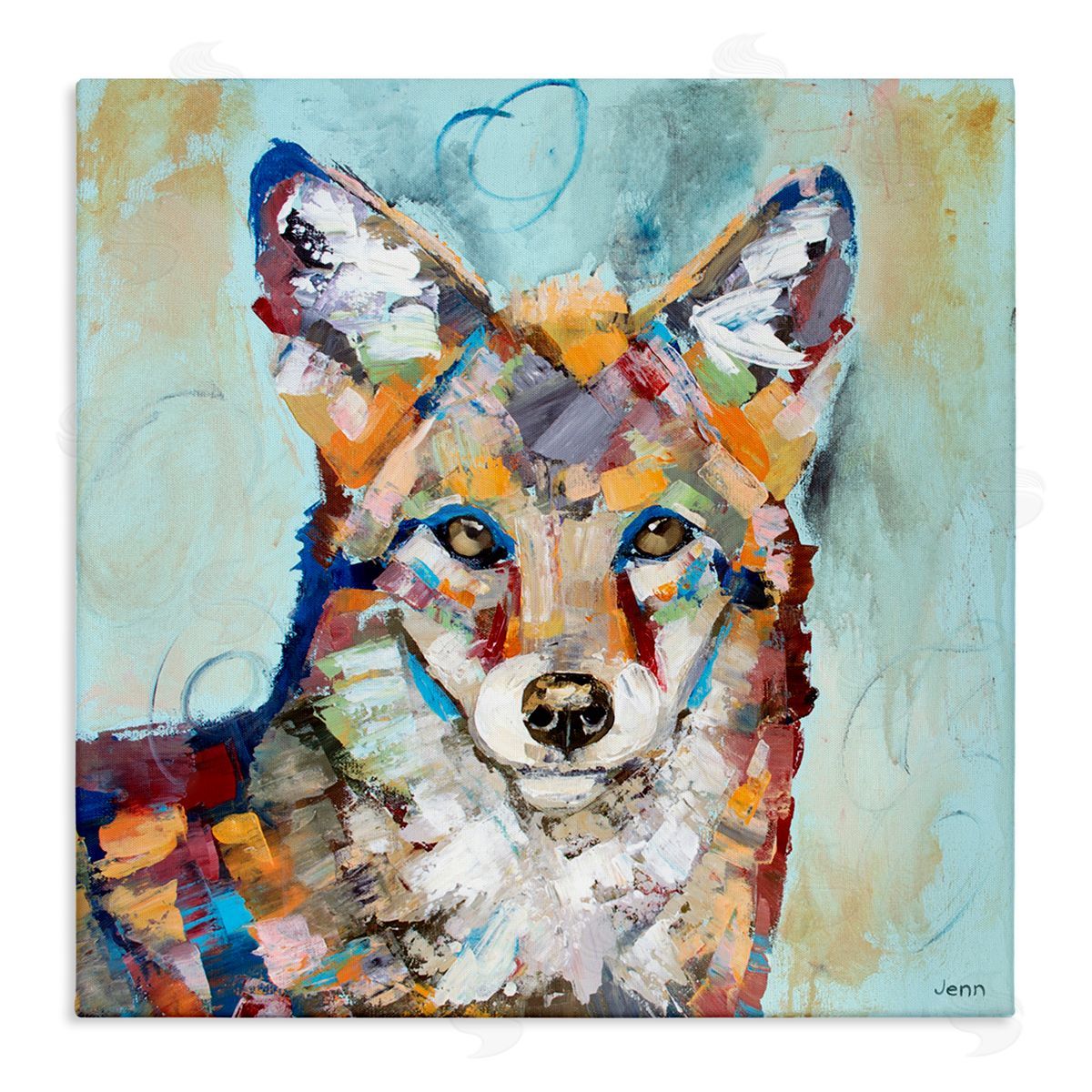 Jen Seeley Abstract Fox Painting Modern Strokes Stretched Canvas Wall Art Print