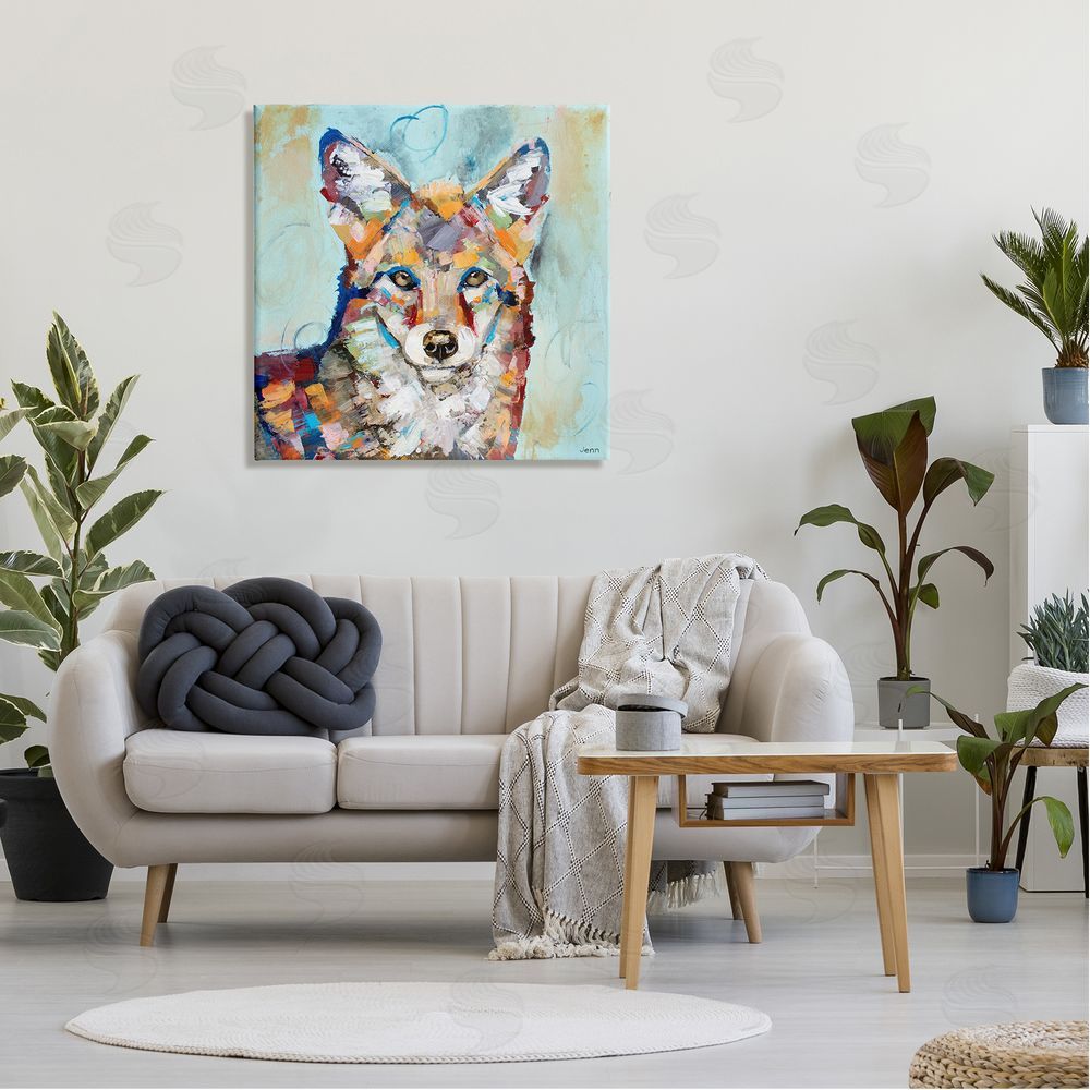 Jen Seeley Abstract Fox Painting Modern Strokes Canvas Wall Art in Room