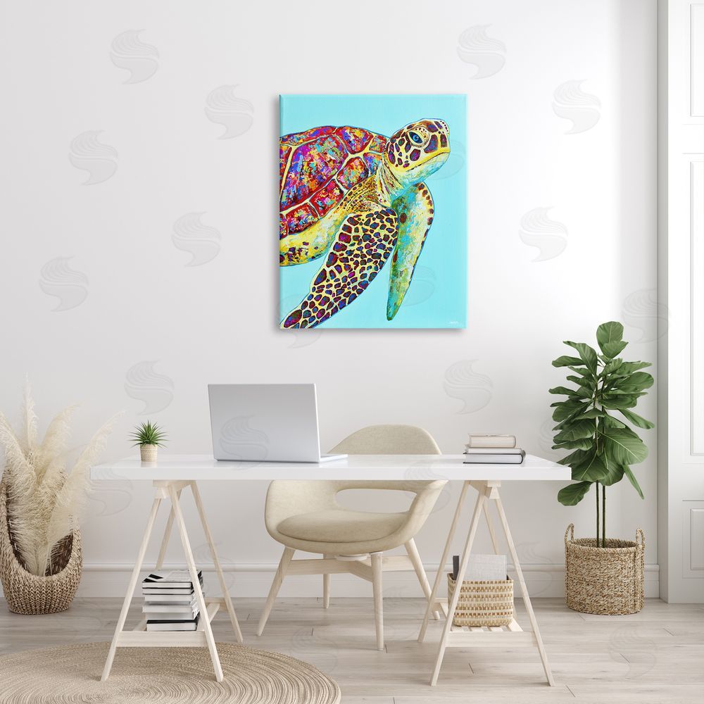 Jen Seeley Swimming Sea Turtle Turquoise Accent
