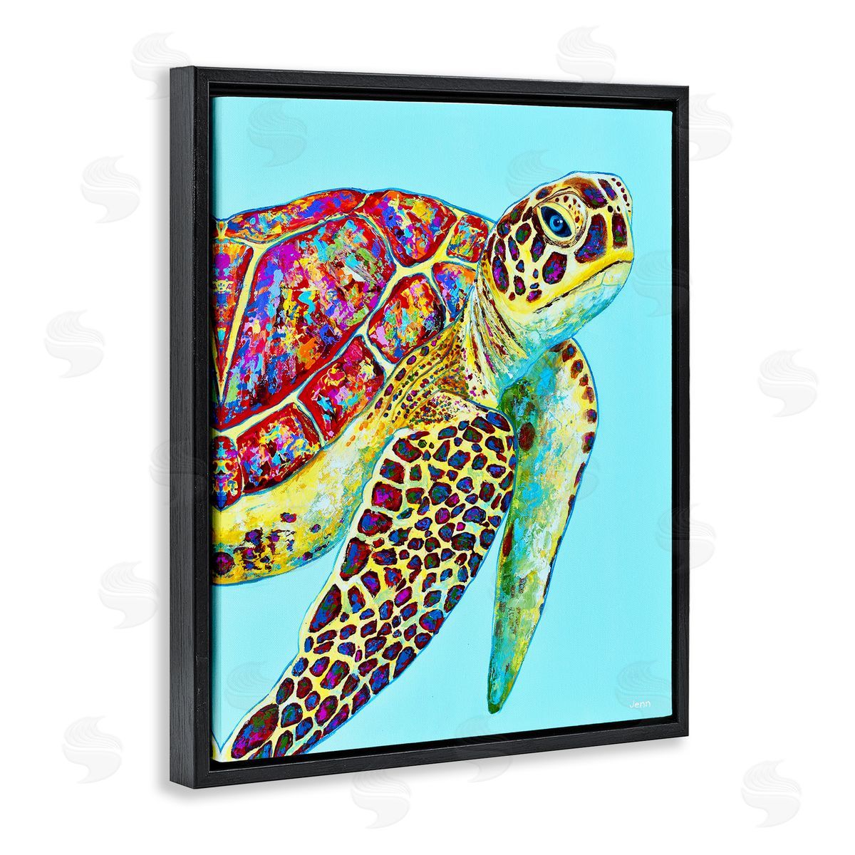 Jen Seeley Swimming Sea Turtle Turquoise Accent