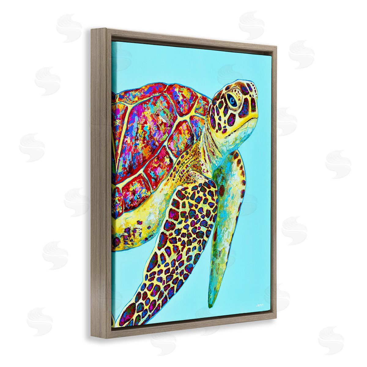 Jen Seeley Swimming Sea Turtle Turquoise Accent