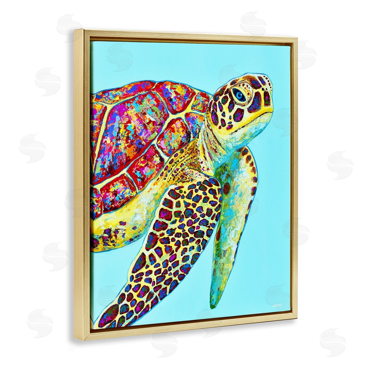 Jen Seeley Swimming Sea Turtle Turquoise Accent