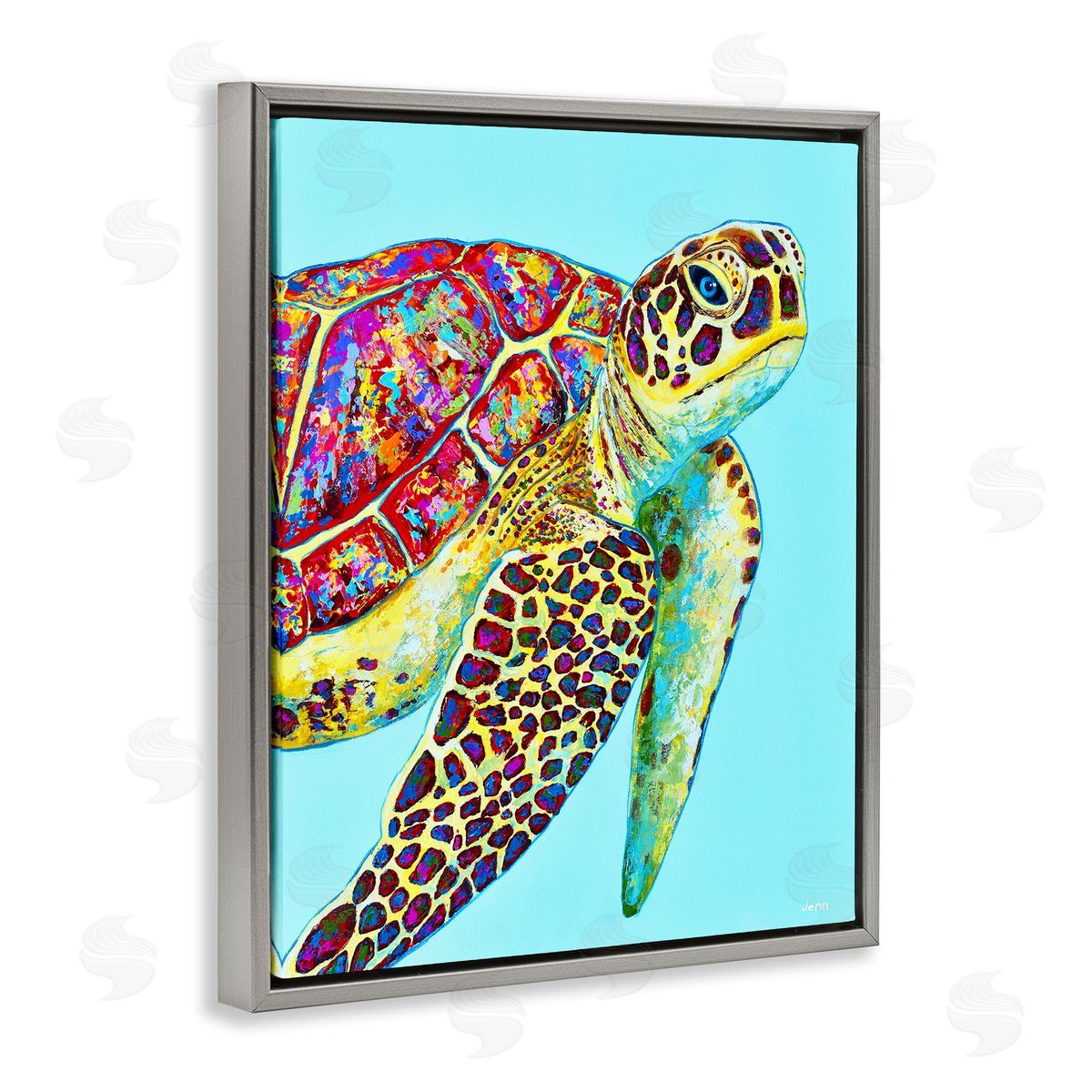 Jen Seeley Swimming Sea Turtle Turquoise Accent