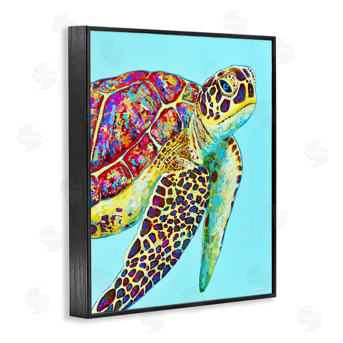 Jen Seeley Swimming Sea Turtle Turquoise Accent