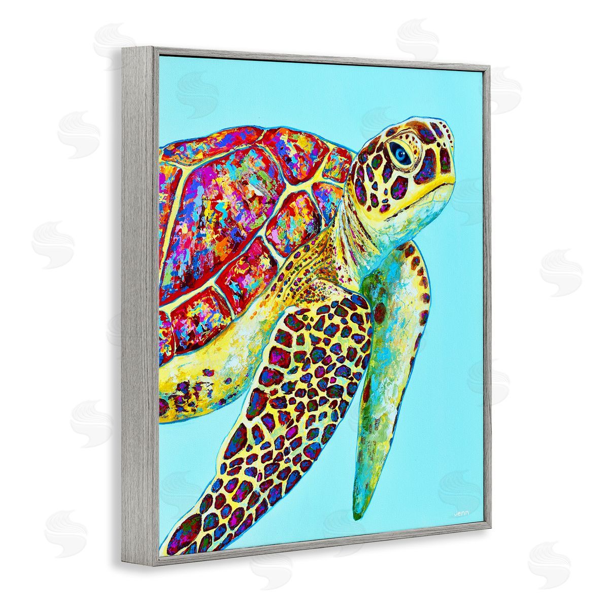 Jen Seeley Swimming Sea Turtle Turquoise Accent