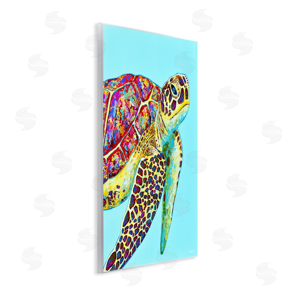 Jen Seeley Swimming Sea Turtle Turquoise Accent