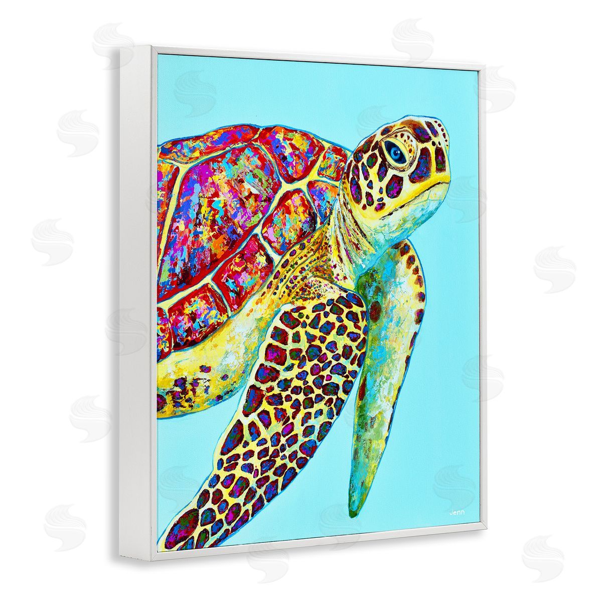 Jen Seeley Swimming Sea Turtle Turquoise Accent
