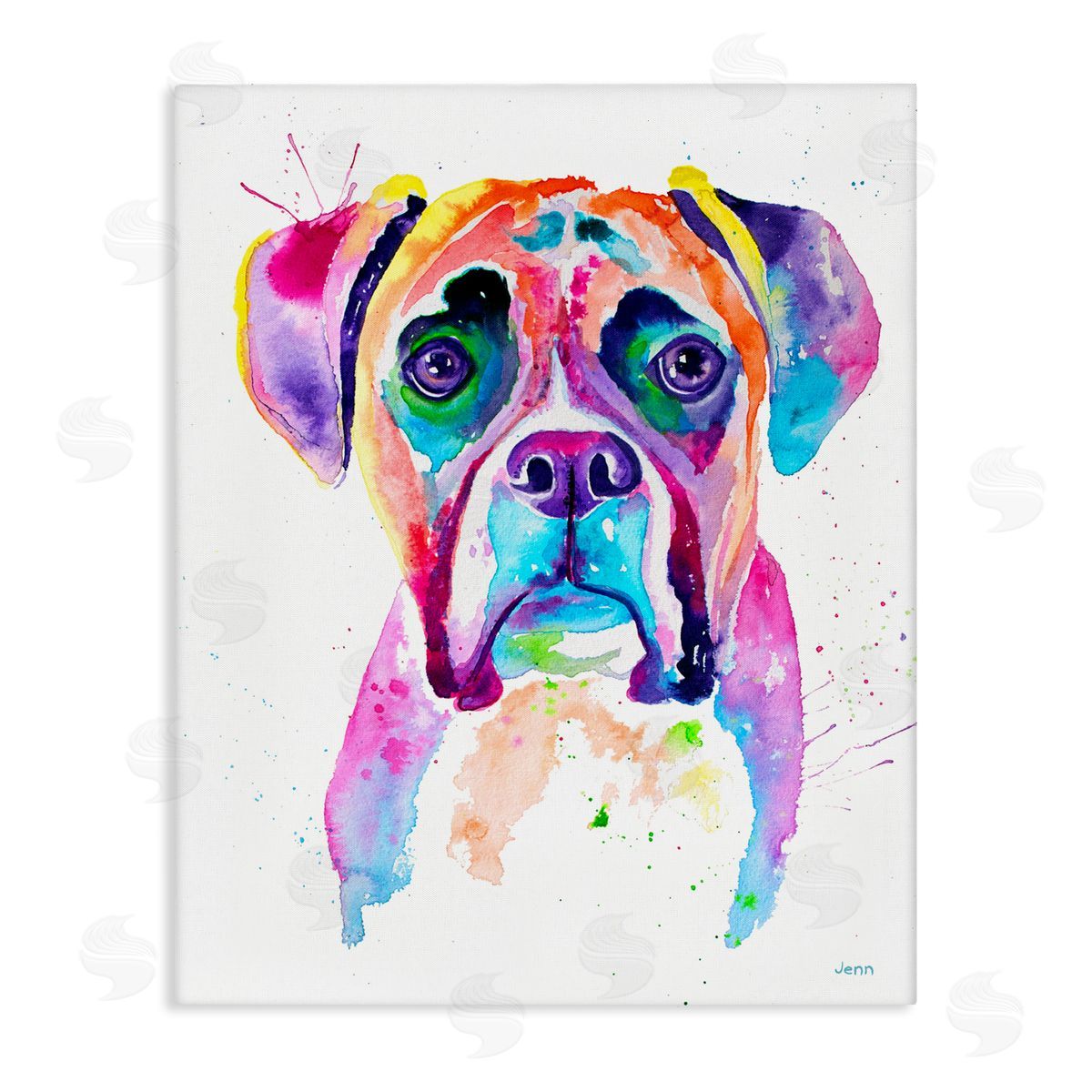 Jen Seeley Boxer Dog Vivid Watercolor Style