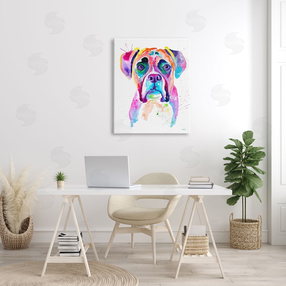 Jen Seeley Boxer Dog Vivid Watercolor Style
