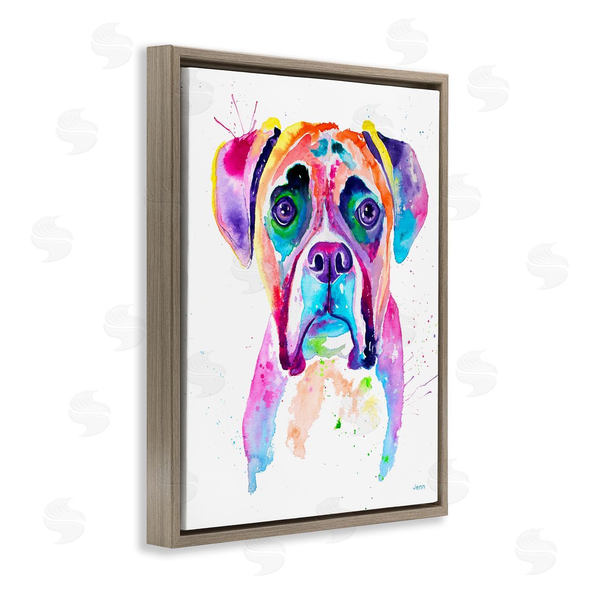 Jen Seeley Boxer Dog Vivid Watercolor Style