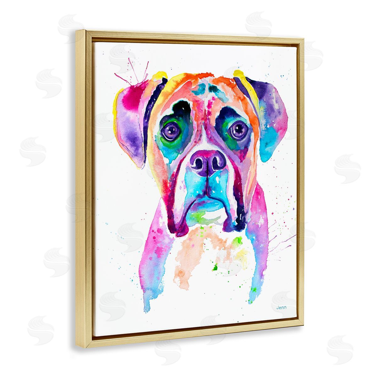 Jen Seeley Boxer Dog Vivid Watercolor Style