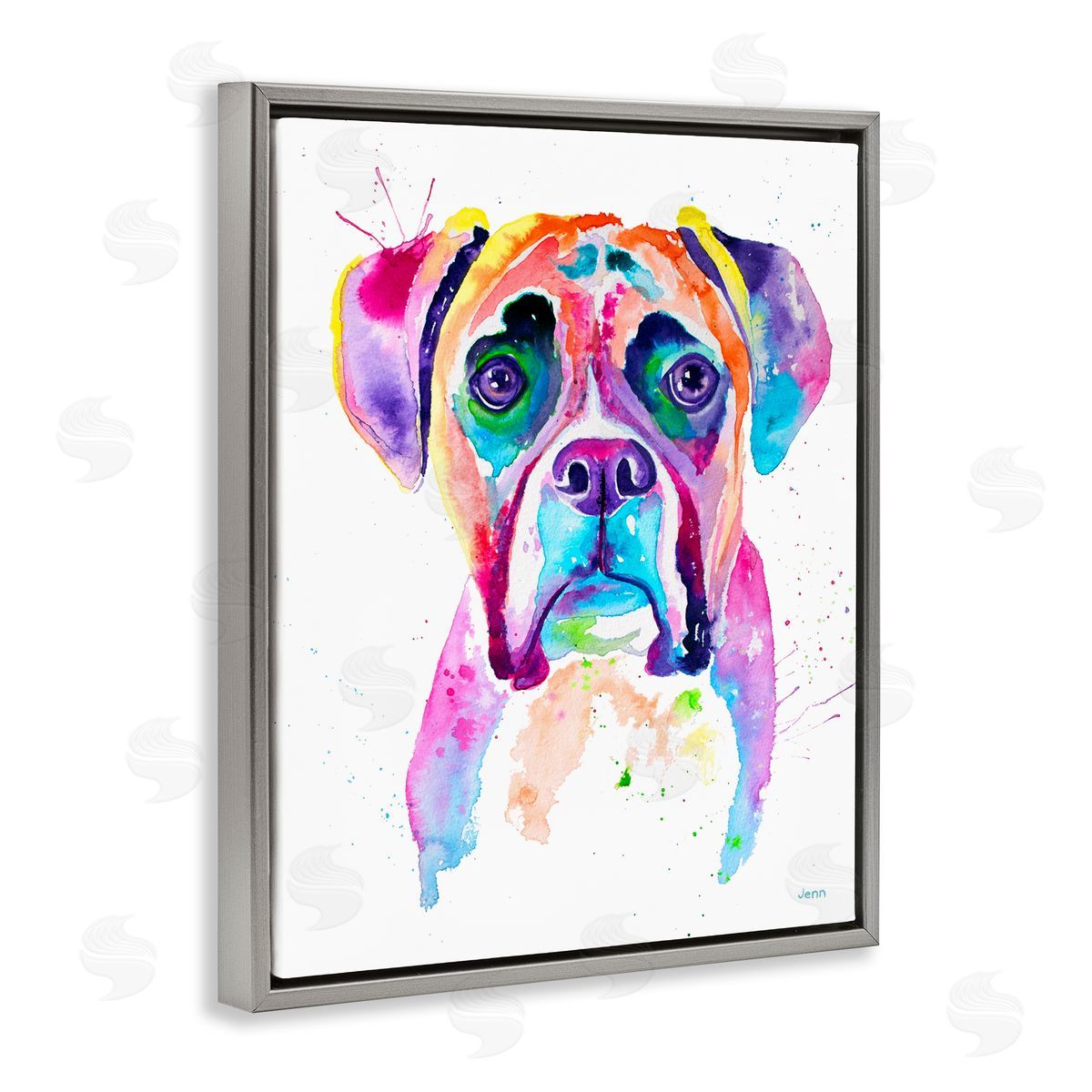 Jen Seeley Boxer Dog Vivid Watercolor Style
