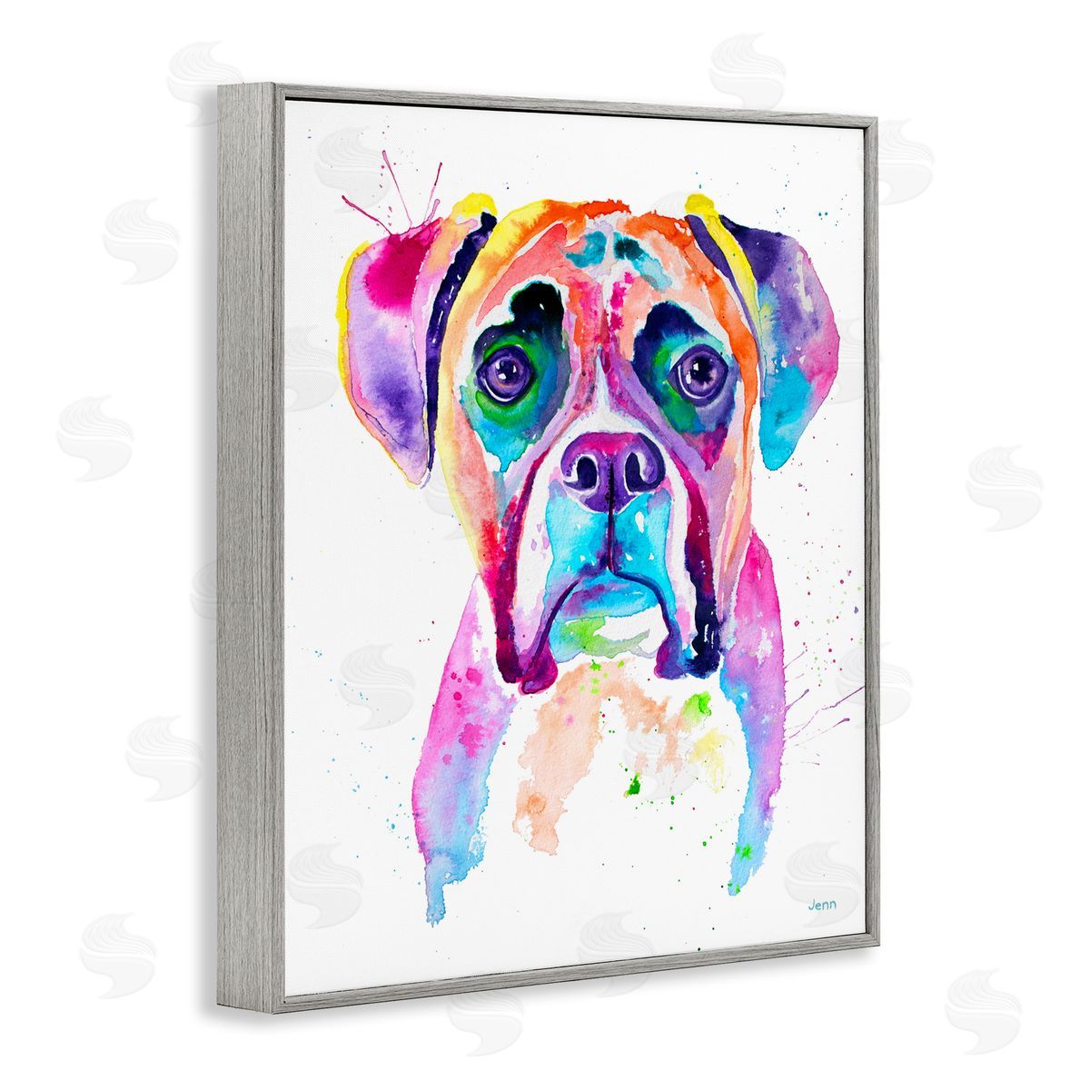 Jen Seeley Boxer Dog Vivid Watercolor Style