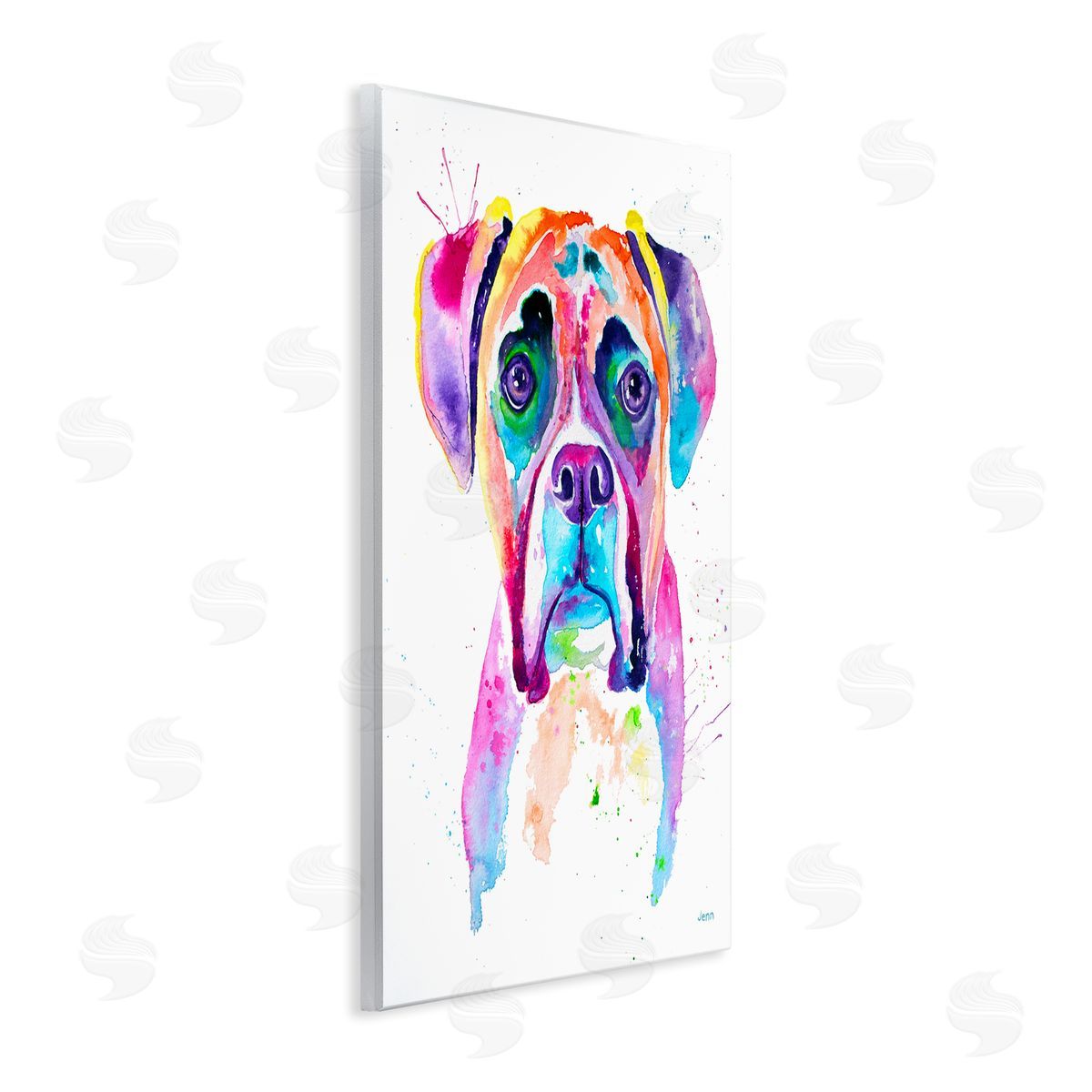 Jen Seeley Boxer Dog Vivid Watercolor Style