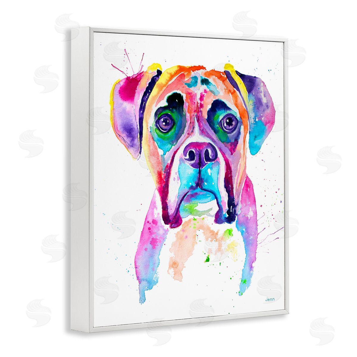 Jen Seeley Boxer Dog Vivid Watercolor Style