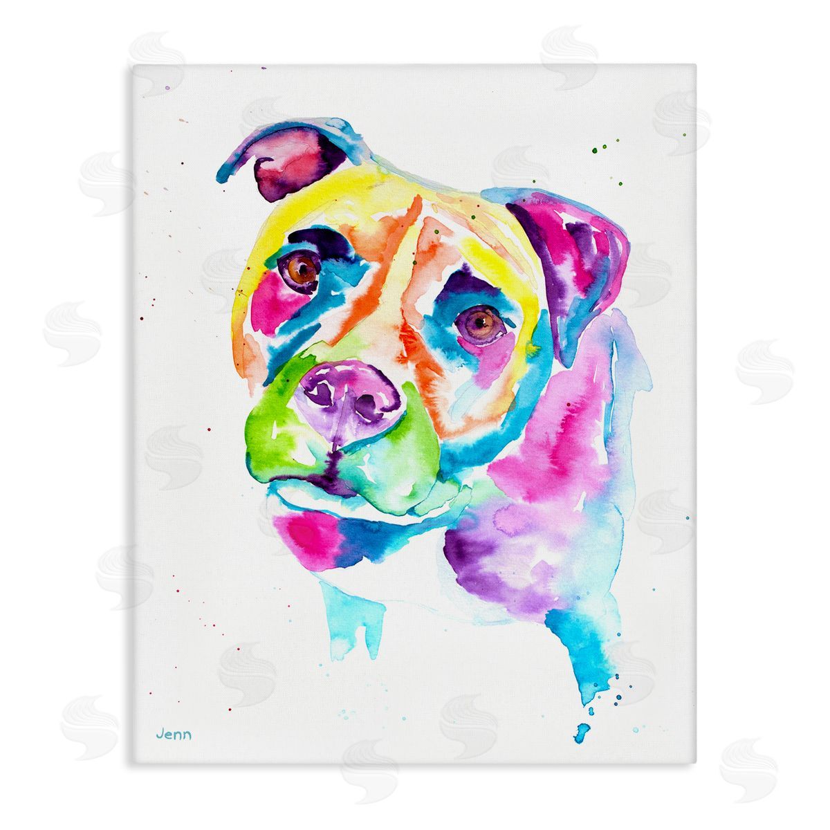 Jen Seeley Pit Bull Casual Watercolor Style