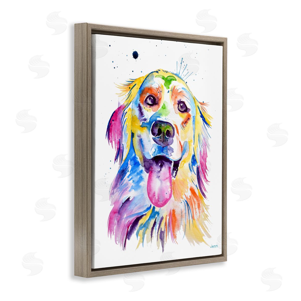 Jen Seeley Watercolor Style Happy Dog Face