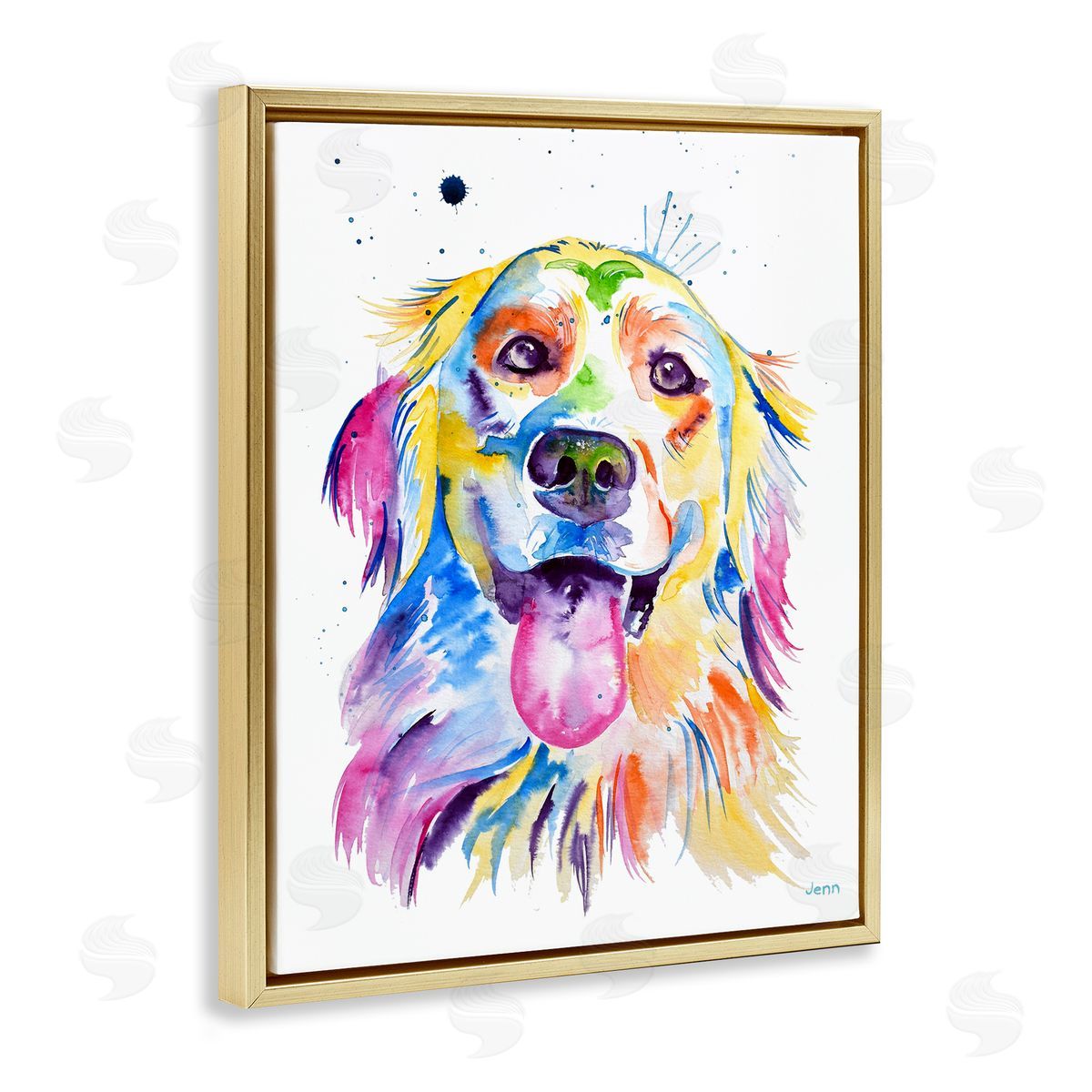 Jen Seeley Watercolor Style Happy Dog Face
