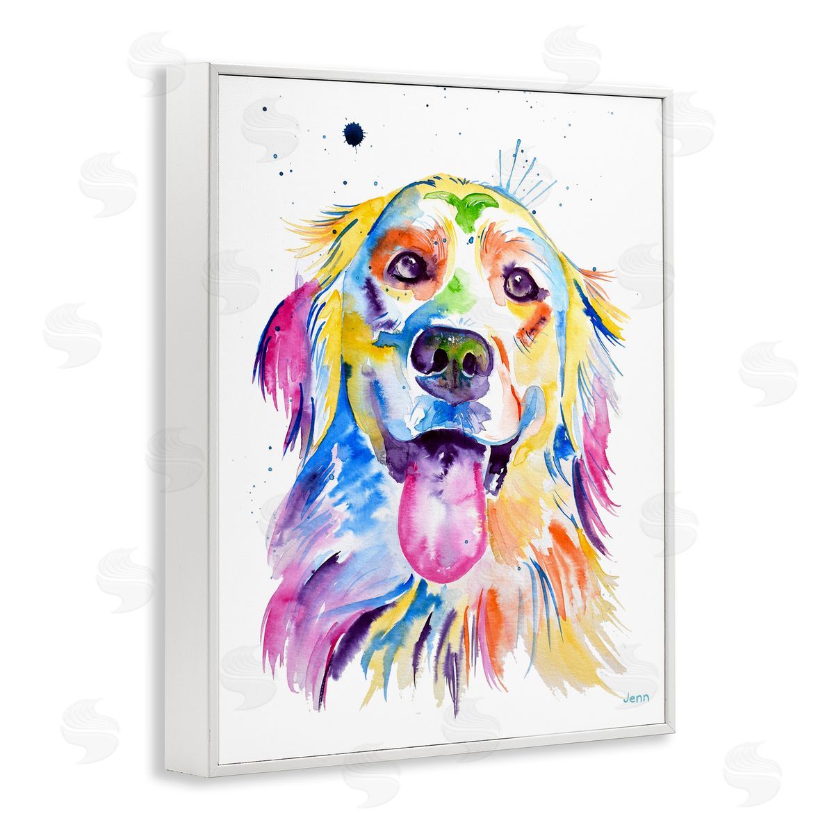 Jen Seeley Watercolor Style Happy Dog Face