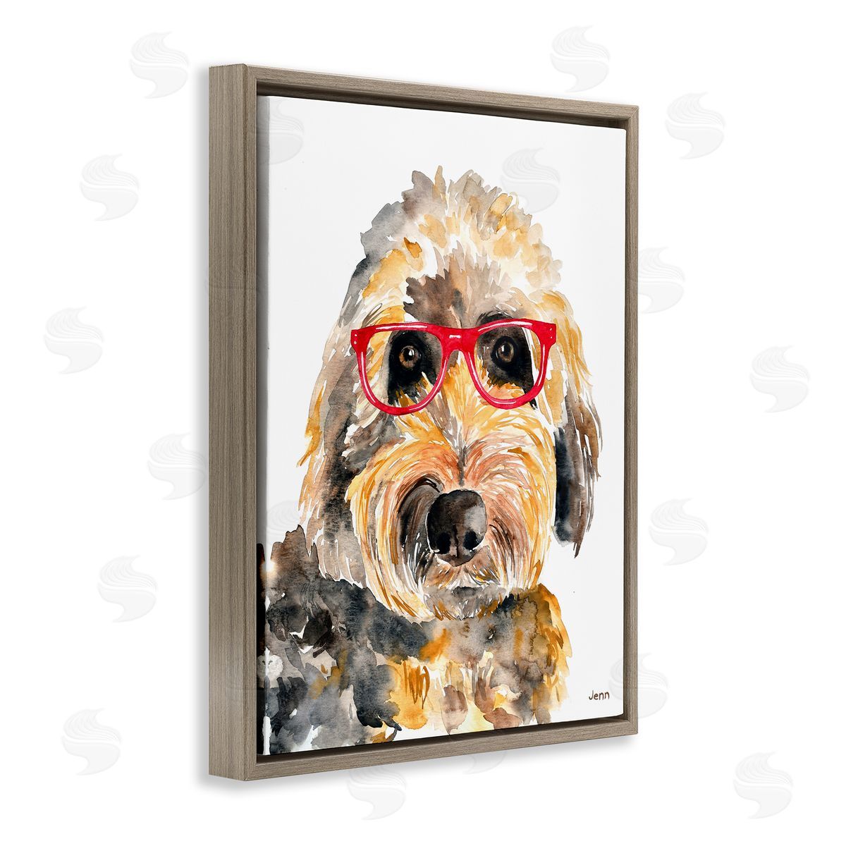Jen Seeley Fun Terrier Dog Red Glasses