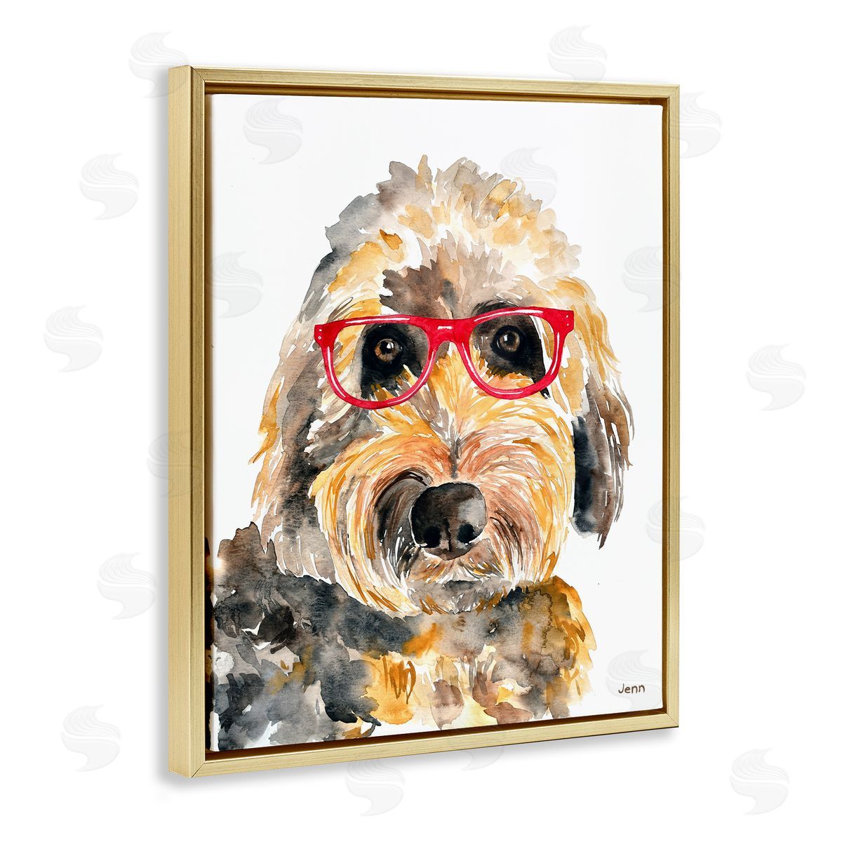 Jen Seeley Fun Terrier Dog Red Glasses