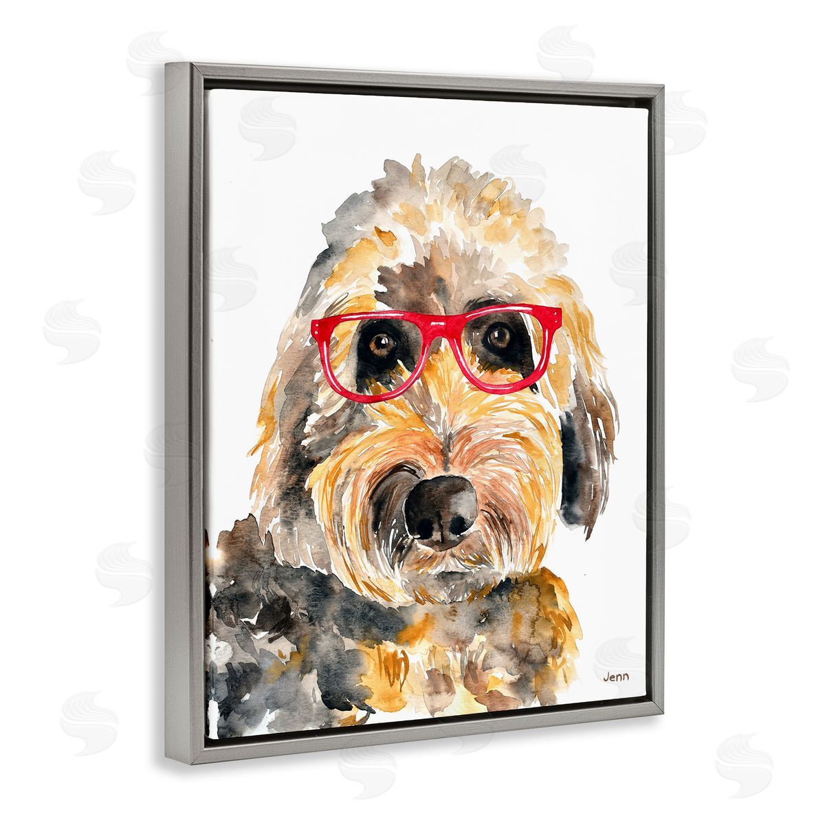 Jen Seeley Fun Terrier Dog Red Glasses